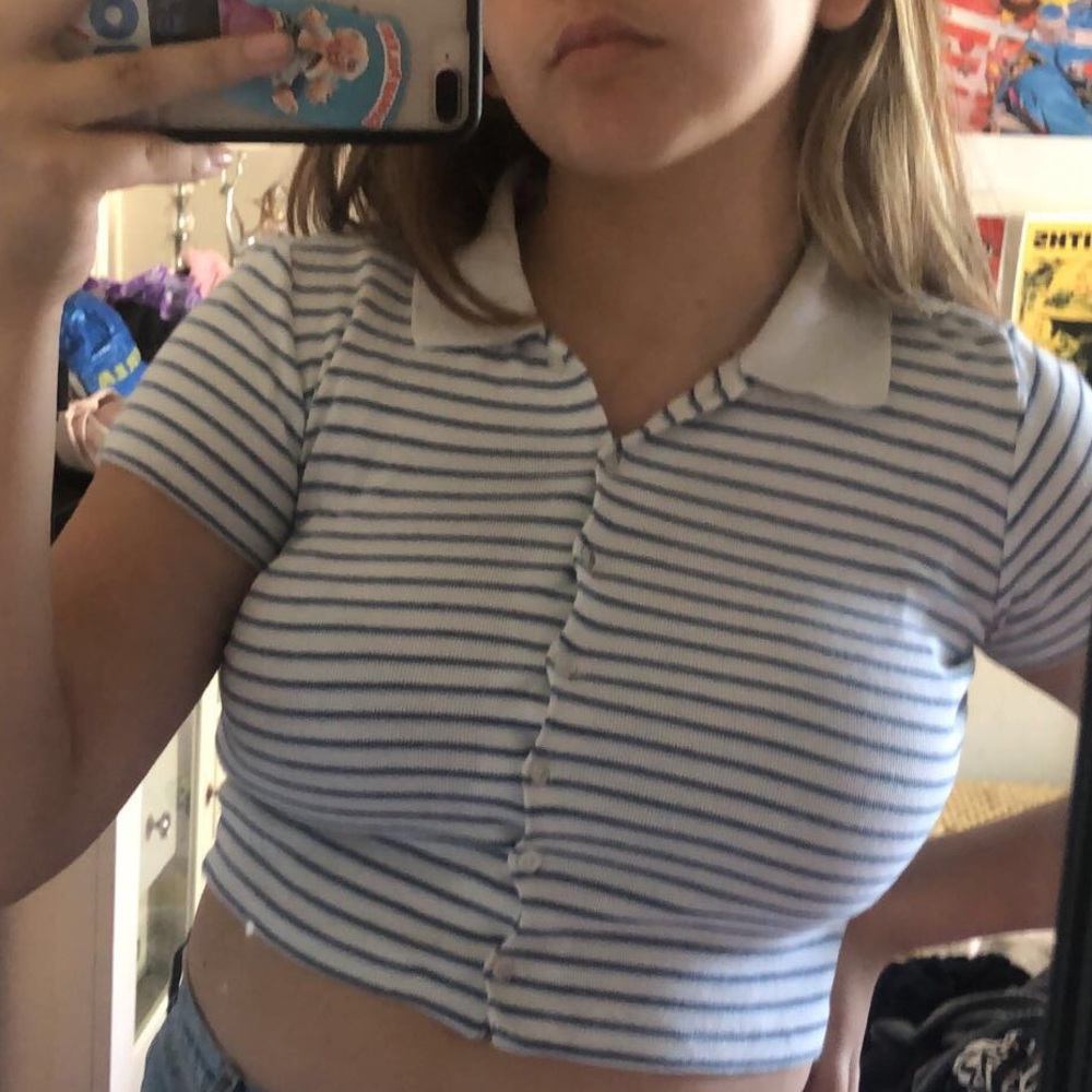 cropped striped brandy Melville collared shirt